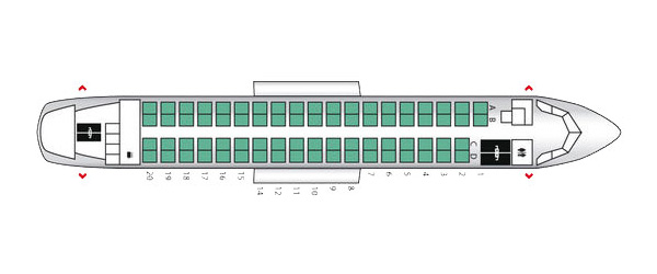 Widerøe Dash8-Q400 istuinkartta