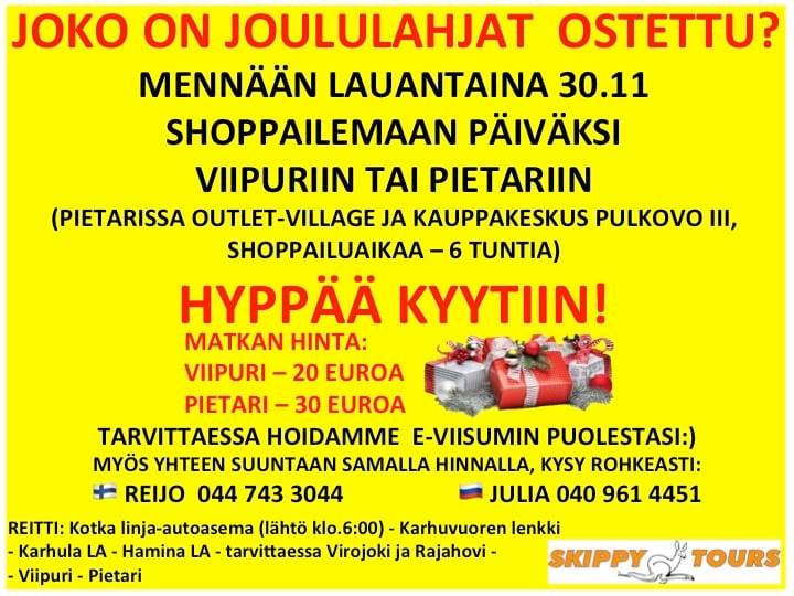 Joululahjaostoksille Pietariin